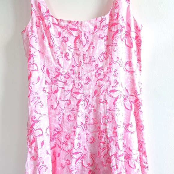 New Lilly Pulitzer Calina Filigree Linen Conch Shell Pink Midi Dress Size 4 NWT - Picture 9 of 14